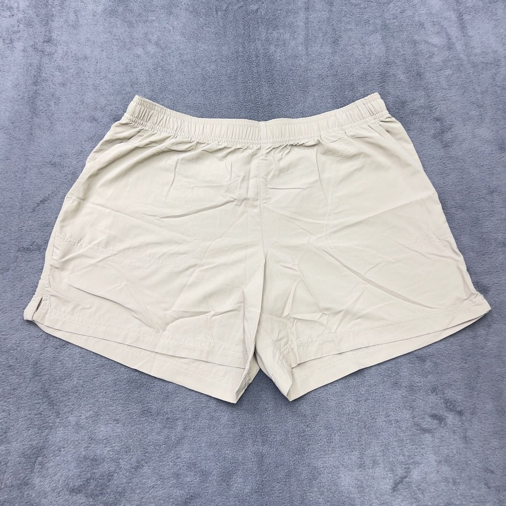 Columbia Mens Hybrid Swim Trunks Shorts Size M Tan Nylon Lined Pockets Outdoor